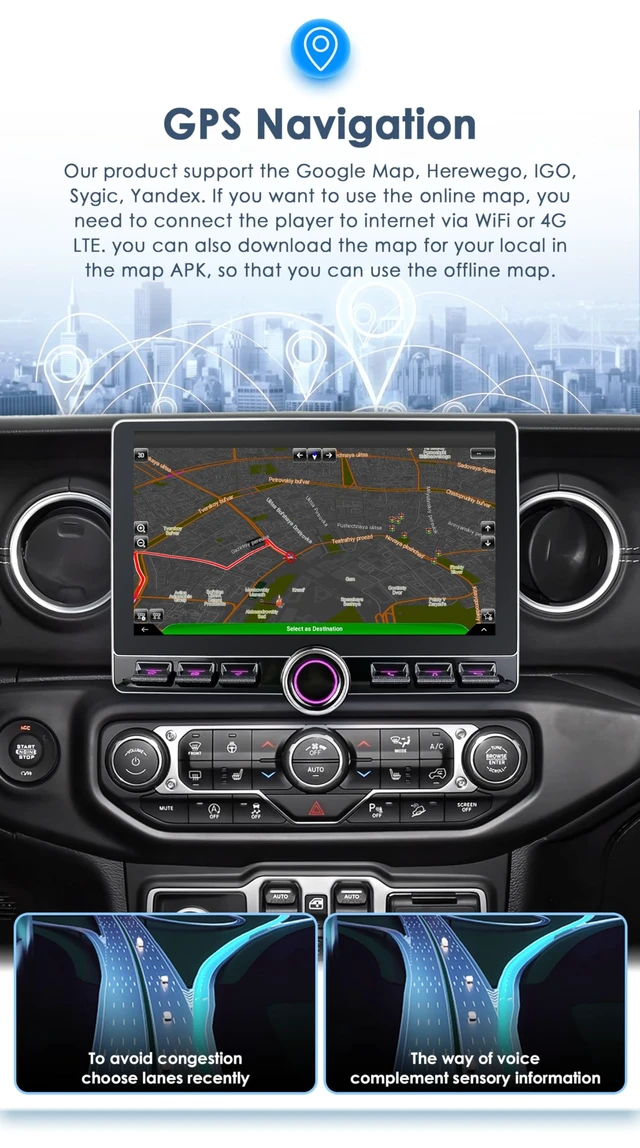 Alt view image 4 of 5 - 10.2 HD 4G+64GB Android15 Car Stereo Radio Upgrade for Jeep Wrangler JL & Gladiator JT 2018-2023 Volume Knob Keybutton Wireless Carplay/Android Auto Steering Wheel Control WiFi USB-C Fast Charg