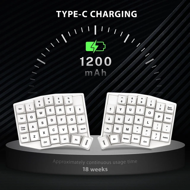 Alt view image 4 of 5 - YIVU Sofle Split Ergonomic Mechanical Keyboard - 2.4G Single-Mode Wireless - Hot-Swappable Silent Switches - QMK/VIA Programmable Columnar-Staggered Layout