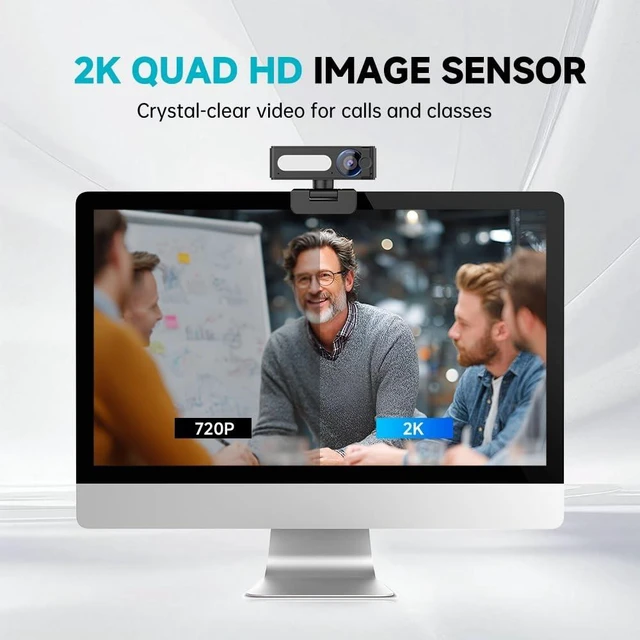 Alt view image 3 of 5 - Sameuo G53L 2K QHD Webcam with 120 Wide-Angle & Dual Mics for PC Laptop