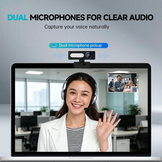 Alt view image 4 of 5 - Sameuo G53L 2K QHD Webcam with 120 Wide-Angle & Dual Mics for PC Laptop