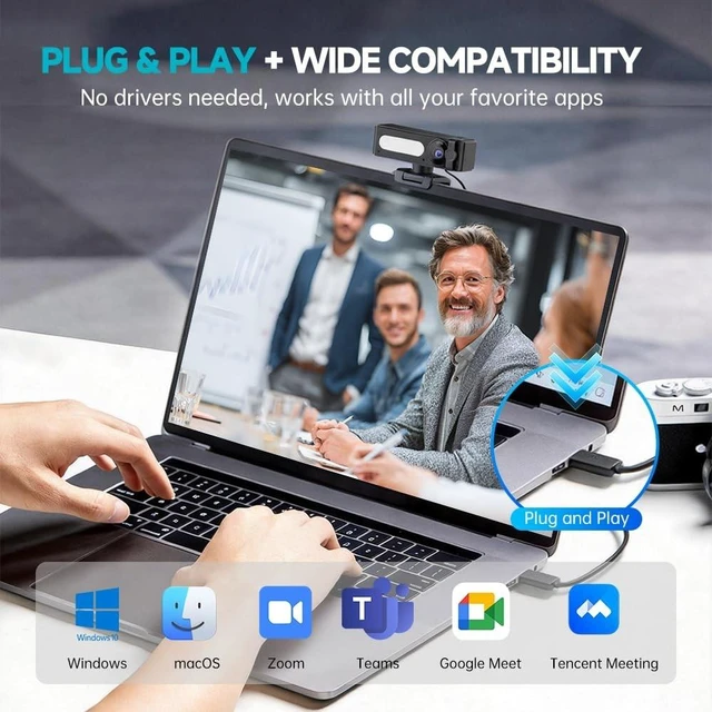 Alt view image 5 of 5 - Sameuo G53L 2K QHD Webcam with 120 Wide-Angle & Dual Mics for PC Laptop