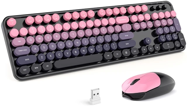 Main image of KNOWSQT Wireless Keyboard and Mouse Combo - Blackpink-Gradient Colorful 2.4G Typewriter Full-Size Cute Keyboards - USB Receiver Plug and Play, for Computer, PC, Laptop, Desktop, Windows