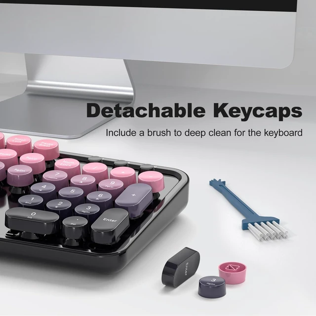 Alt view image 5 of 5 - KNOWSQT Wireless Keyboard and Mouse Combo - Blackpink-Gradient Colorful 2.4G Typewriter Full-Size Cute Keyboards - USB Receiver Plug and Play, for Computer, PC, Laptop, Desktop, Windows