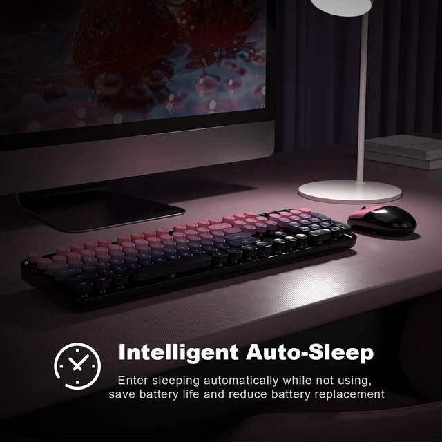 Alt view image 4 of 5 - KNOWSQT Wireless Keyboard and Mouse Combo - Blackpink-Gradient Colorful 2.4G Typewriter Full-Size Cute Keyboards - USB Receiver Plug and Play, for Computer, PC, Laptop, Desktop, Windows