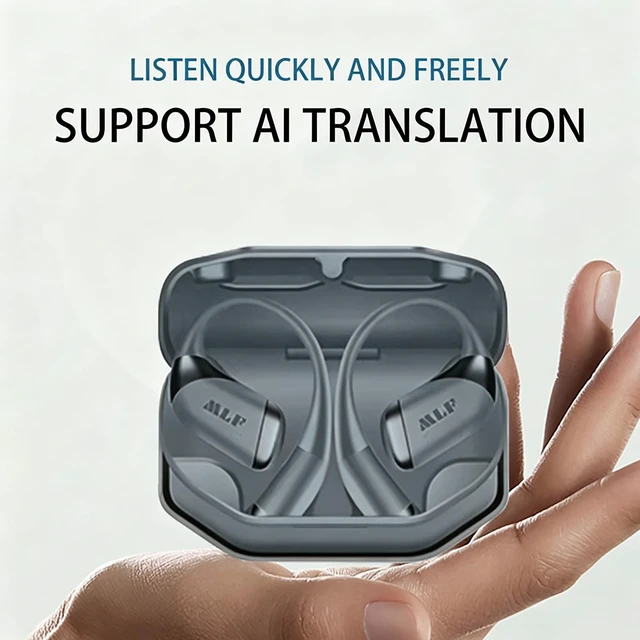 Alt view image 2 of 5 - MLF-M007 AI Translation Earbuds Real Time Open Ear Translator Headphones Real Time Translation Earbuds Global Language Translator Earbuds Voice Amplification Clear Calls Grey