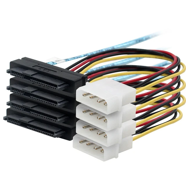 Alt view image 4 of 5 - Heretom Mini-SAS SFF-8088 26P to 4 X SAS SFF-8482 29 Pin with Power Cable