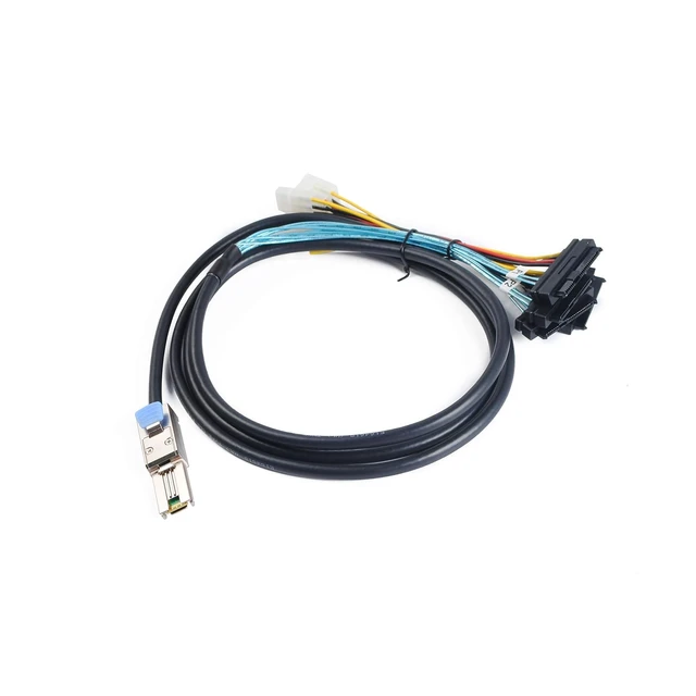 Alt view image 5 of 5 - Heretom Mini-SAS SFF-8088 26P to 4 X SAS SFF-8482 29 Pin with Power Cable