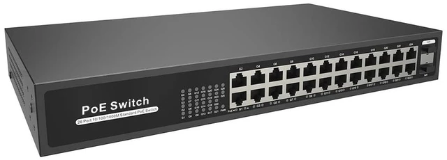 Alt view image 3 of 3 - GemaVision 250W 24CH Unmanaged Gigabit PoE Switch has 24*10/100/1000M Ethernet Ports, Plug-and-Play, Up to 30W Max Power Per Port,POE24CH-250W