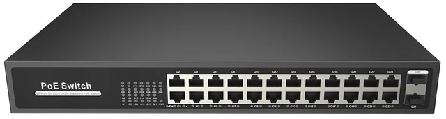 Main image of GemaVision 250W 24CH Unmanaged Gigabit PoE Switch has 24*10/100/1000M Ethernet Ports, Plug-and-Play, Up to 30W Max Power Per Port,POE24CH-250W