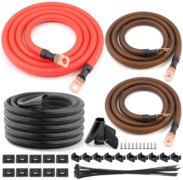 Main image of 0 Gauge Big 3 Upgrade Kit,CCA Power Cable Pre-Crimped Lugs for Car Audio