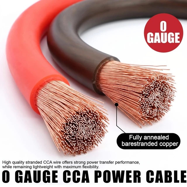 Alt view image 3 of 5 - 0 Gauge Big 3 Upgrade Kit,CCA Power Cable Pre-Crimped Lugs for Car Audio