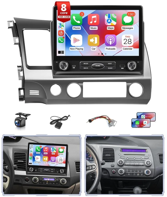 Main image of Wadpon 8Core Android Car Stereo for Honda Civic 2006 to 2011 Apple CarPlay (10.2IN 8CORE, 4G+64G,Civic 06-11(Physical Buttons))