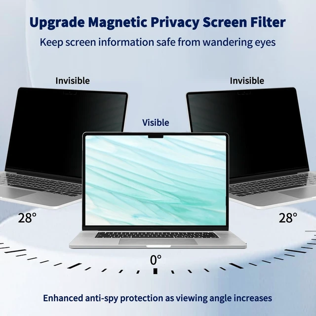 Alt view image 2 of 5 - Magnetic Laptop Privacy Screen 15.6" 16:9, Anti-Glare & Blue Light Filter