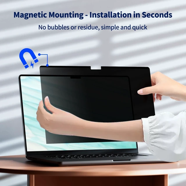 Alt view image 5 of 5 - Magnetic Laptop Privacy Screen 15.6" 16:9, Anti-Glare & Blue Light Filter