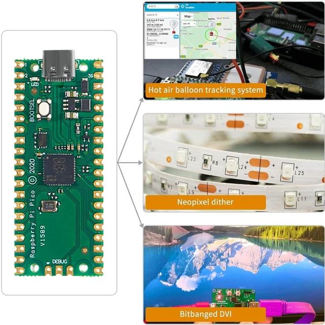 Alt view image 5 of 5 - 10Pcs RP2040 Pico Development Board Type C USB 2MB Flash Dual-Core Cortex M0+ Processor for Raspberry Pi Supports C/C++/Python SPI/I2C/UART Interfaces