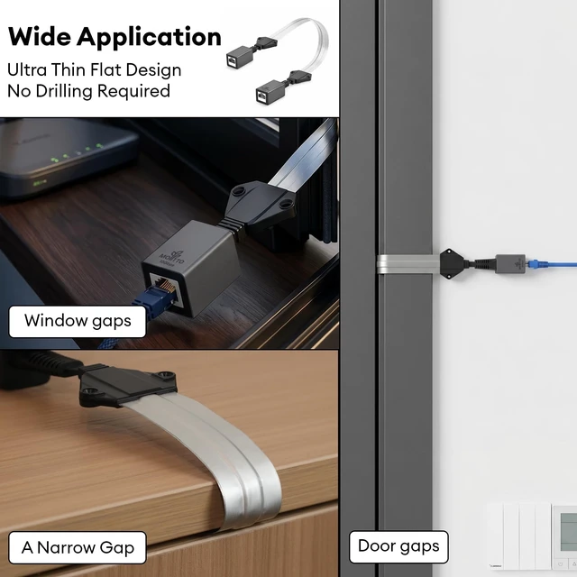 Alt view image 2 of 5 - Molltto Ethernet Window Pass Through Cable, CAT6A No Drill RJ45 Coupler