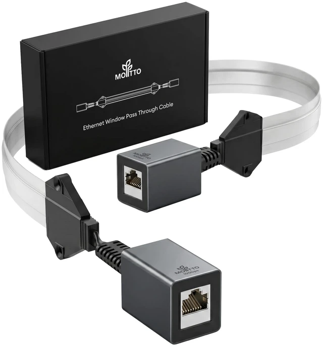 Main image of Molltto Ethernet Window Pass Through Cable, CAT6A No Drill RJ45 Coupler