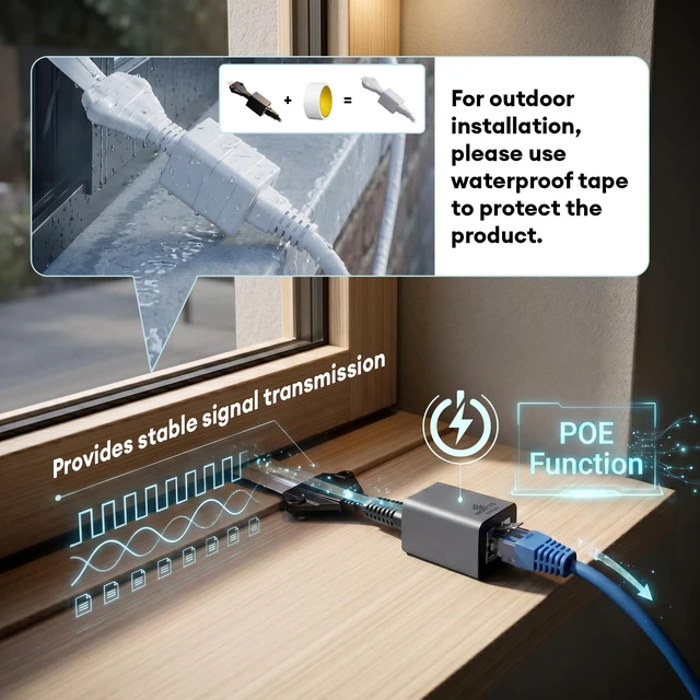 Alt view image 5 of 5 - Molltto Ethernet Window Pass Through Cable, CAT6A No Drill RJ45 Coupler