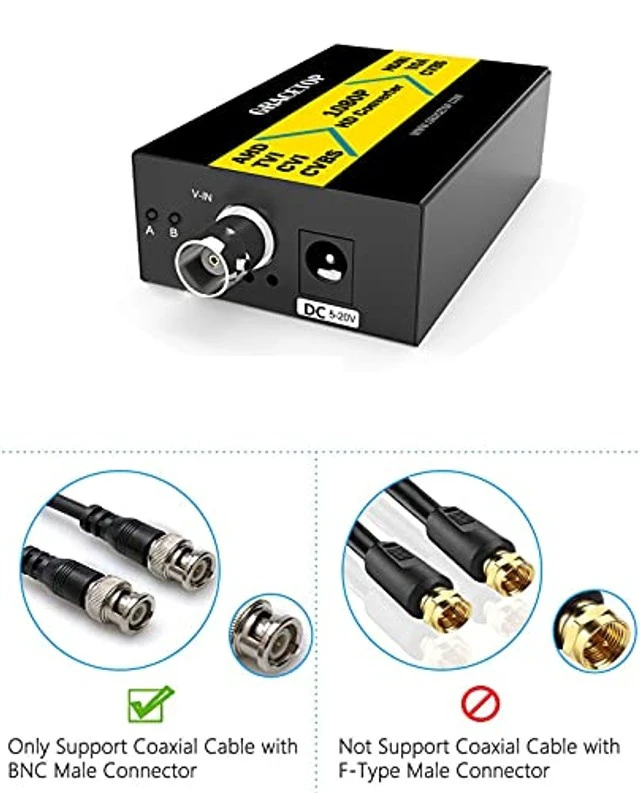 Alt view image 4 of 5 - GRACETOP RCA to HDMI Converter, BNC to HDMI Converter