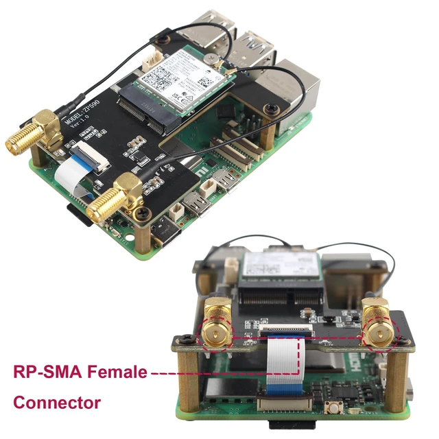 Alt view image 5 of 5 - ZDE ZP590C PCIe to M.2 E Key HAT Magnetic Base Antenna WiFi7 6 6E 5 HAT Adapter Board with Aluminum Alloy Case ZC501 for Raspberry Pi 5 Support Google TPU WiFi 7 BE200 WIFI6E AX210 MT7922 WIFI6 AX200