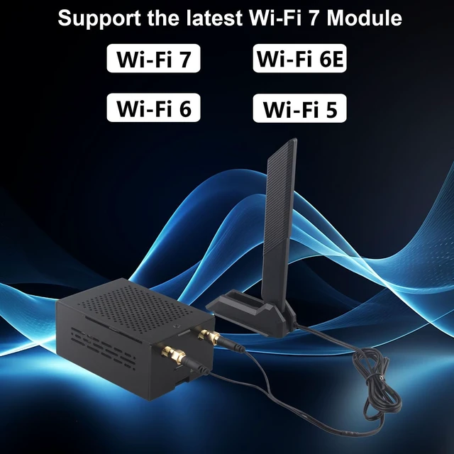 Alt view image 3 of 5 - ZDE ZP590C PCIe to M.2 E Key HAT Magnetic Base Antenna WiFi7 6 6E 5 HAT Adapter Board with Aluminum Alloy Case ZC501 for Raspberry Pi 5 Support Google TPU WiFi 7 BE200 WIFI6E AX210 MT7922 WIFI6 AX200