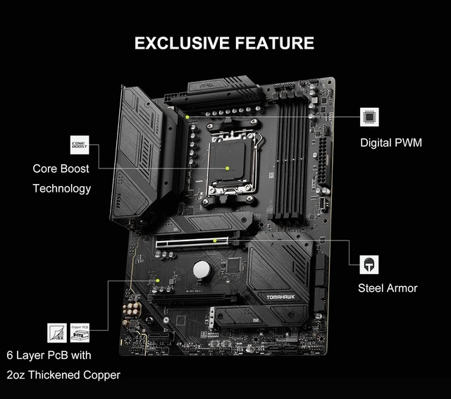 Alt view image 3 of 5 - INLAND Micro Center AMD Ryzen 7 7800X3D 8-Core16-Thread Desktop Processor with MSI MAG B650 Tomahawk WiFi AM5 DDR5 Gaming Motherboard