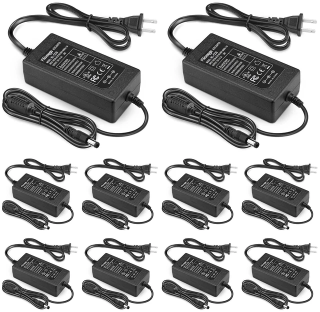 Main image of Facmogu 10 Pack 12V 3A Desktop Adapter, 36W AC/DC Converter for LED Strips