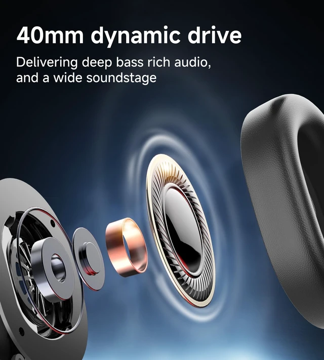 Alt view image 3 of 5 - UPGRADE Noise Cancelling Headphones Wireless Bluetooth Over-Ear Headphones Booming Bass Memory Foam Ear Cups for Commuting Office Travel Home Phone PC - Comfortable and Foldable Design- Black