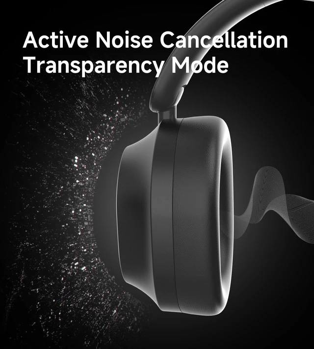 Alt view image 2 of 5 - UPGRADE Noise Cancelling Headphones Wireless Bluetooth Over-Ear Headphones Booming Bass Memory Foam Ear Cups for Commuting Office Travel Home Phone PC - Comfortable and Foldable Design- Black
