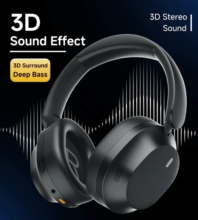 Alt view image 4 of 5 - UPGRADE Noise Cancelling Headphones Wireless Bluetooth Over-Ear Headphones Booming Bass Memory Foam Ear Cups for Commuting Office Travel Home Phone PC - Comfortable and Foldable Design- Black