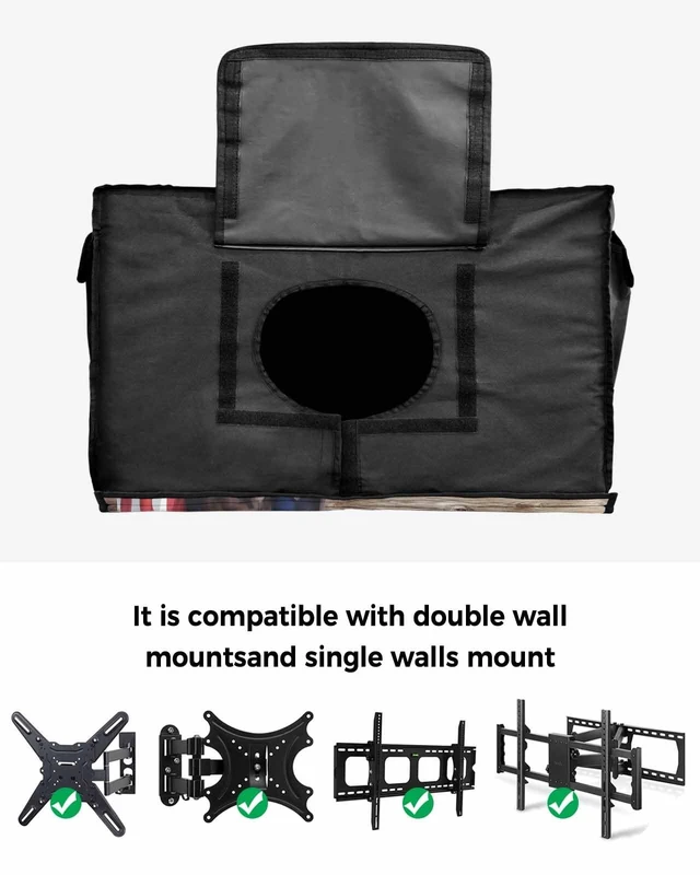 Alt view image 4 of 5 - DecorLovee American Flag Outdoor TV Cover 52 to 55 Inches Weatherproof & Waterproof, Vintage Blue Red USA Flag Outdoor TV Enclosure with Remote Control Pocket, Eagle TV Screen Protectors for TV