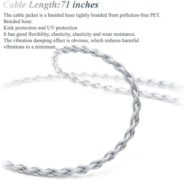 Alt view image 5 of 5 - FSIjiangyi 6N Single Crystal Silver Headphone Cable for HIFIMAN Edition XS Arya SUNDARA HE400SE Ananda HE1000 V2 HE6se HE-R9 HE-560 V4 4.4mm Balanced Hi-Fi Headphone Audio Upgrade Cable (3.5mm Plug)