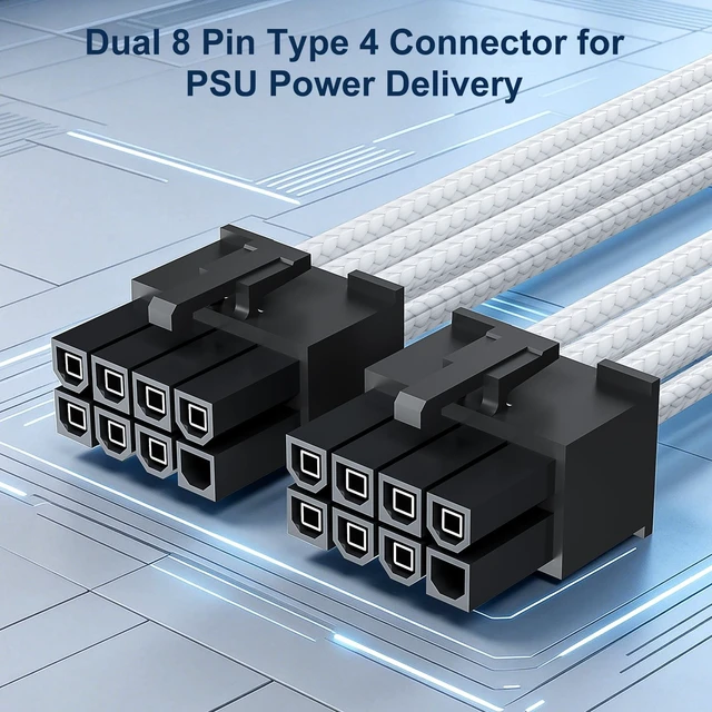 Alt view image 2 of 5 - J&D 600W 12VHPWR PCIe 5.0 Cable Compatible with Corsair PSUs, Type-4 12+4pin (12V-2x6) GPU Power Connector, Compatible with RM, HX, AX Series PSUs, 23.6 inch, White