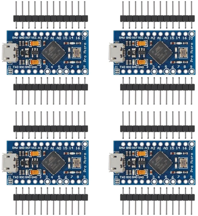 Main image of 4Pcs Pro Micro Atmega32U4 Microcontroller 16MHz 5V Bootloadered IDE Micro USB Development Board Compatible for Arduino Pro Serial Connection with Pin Header