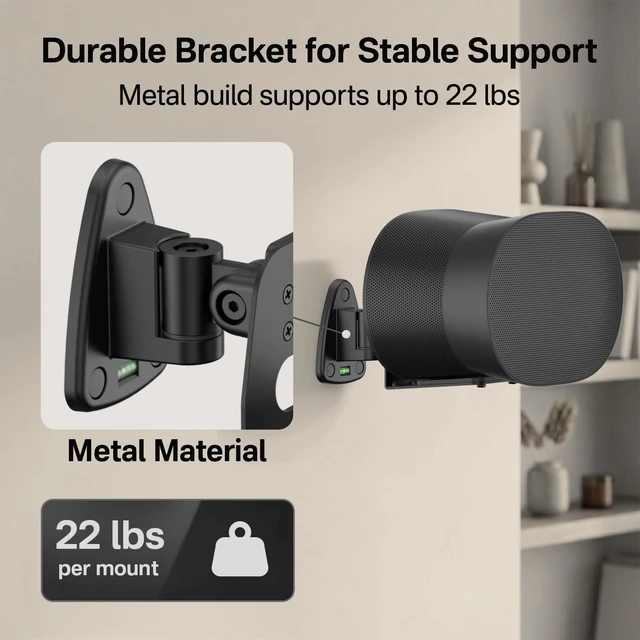 Alt view image 5 of 5 - ComVome Wall Mount for Sonos Era 300 Mount, Adjustable Tilt and Swivel, Heavy Duty Metal Supports 22 Lbs, Mounting Hardware Included, 2 Pack