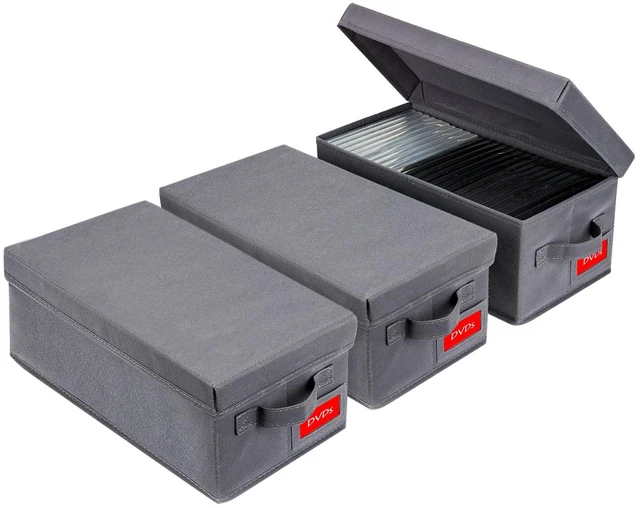 Main image of NUSWOR Upgrades DVD Storage Box - DVD Case Storage Solution 3Pack - Grey