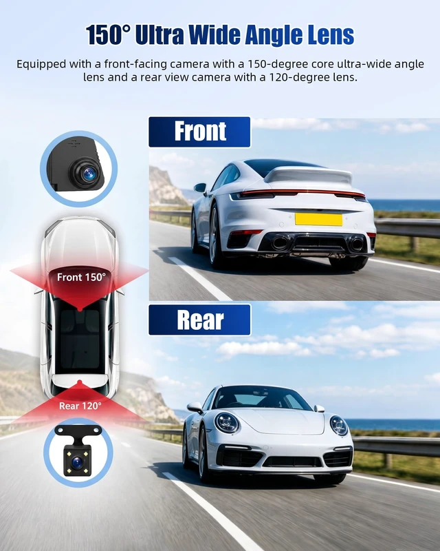 Alt view image 4 of 5 - 4.5 inch Mirror Dash Cam with Backup Camera,1080P Front and Rear View Wide Angel Dual Cameras,IPS Touchscreen Smart Rearview Mirror for Cars Trucks Night Vision/Loop Recording/G-Sensor