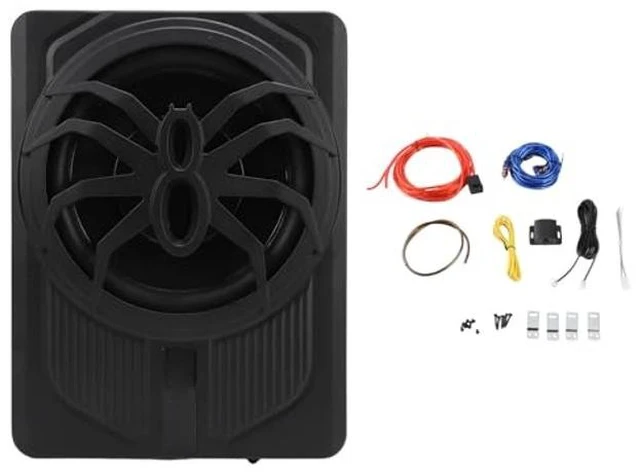 Main image of KIMISS Slim Underseat Powered Car Subwoofer 10in 800W LED Atmosphere Light Excellent Heat Dissipation Performance for Car Truck Blue (Colourful Ambient Light with App Control)