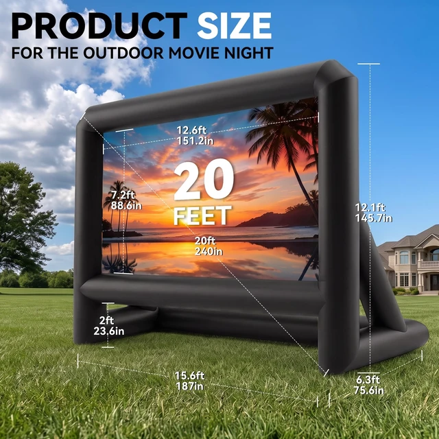 Alt view image 5 of 5 - CZGBRO Inflatable Movie Screen 20FT Inflatable Projector Screen for Outside