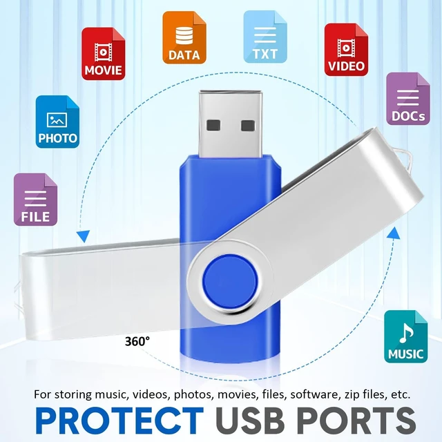 Alt view image 5 of 5 - Outus 50 Pack USB 2.0 Flash Drives Bulk, Blue Swivel with Lanyards,256 MB