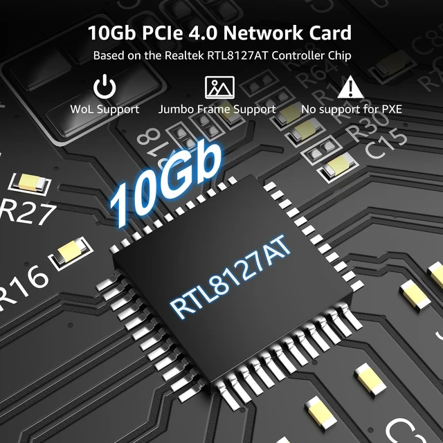Alt view image 3 of 5 - VIMIN 10G PCIe Network Card with Realtek RTL8127AT
