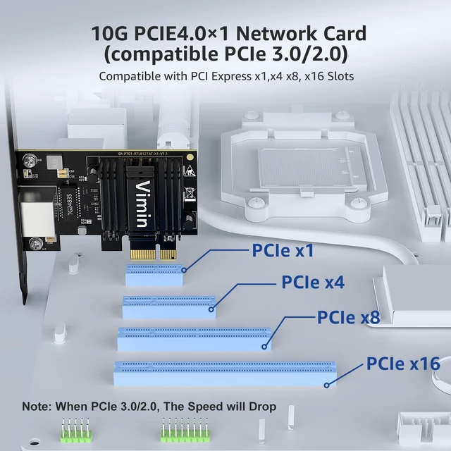 Alt view image 4 of 5 - VIMIN 10G PCIe Network Card with Realtek RTL8127AT