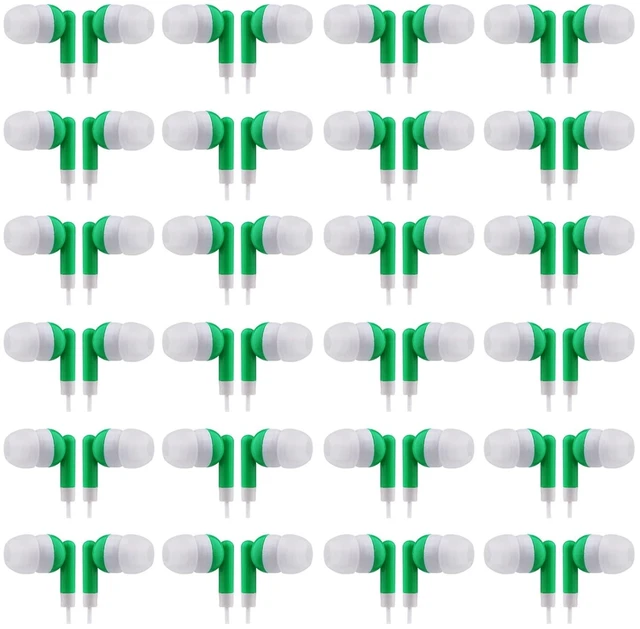 Main image of CN-Outlet Wholesale Bulk Earbuds Headphones Individually Bagged 100 Pack for iPhone, Android, MP3 Player -Green