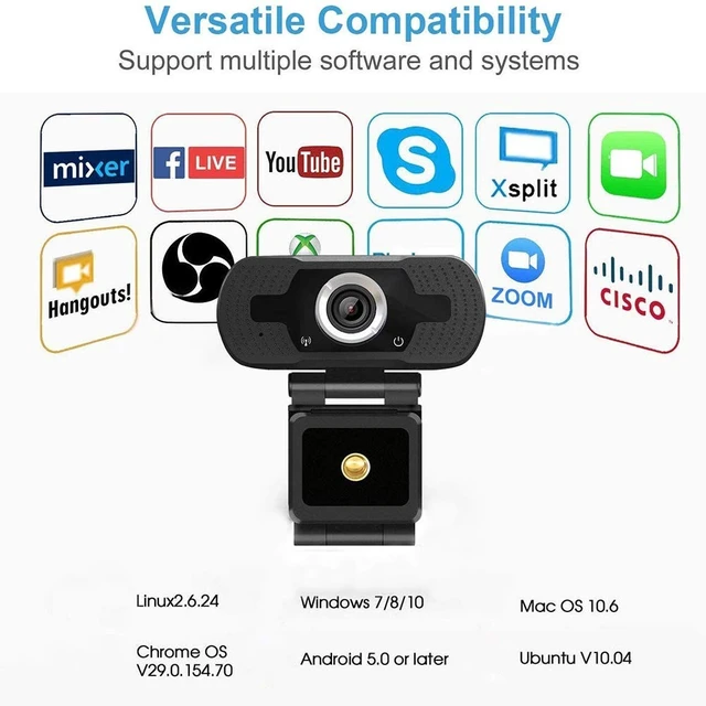 Alt view image 2 of 5 - 1080P USB Webcam with Mic PC Camera for Video Calling & Recording Video Conference/Online Teaching/Business Meeting Compatible with Computer Desktop Laptop MacBook for Windows Android iOS