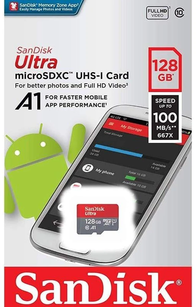 Alt view image 4 of 4 - SanDisk 128GB Ultra microSDXC UHS I Memory Card