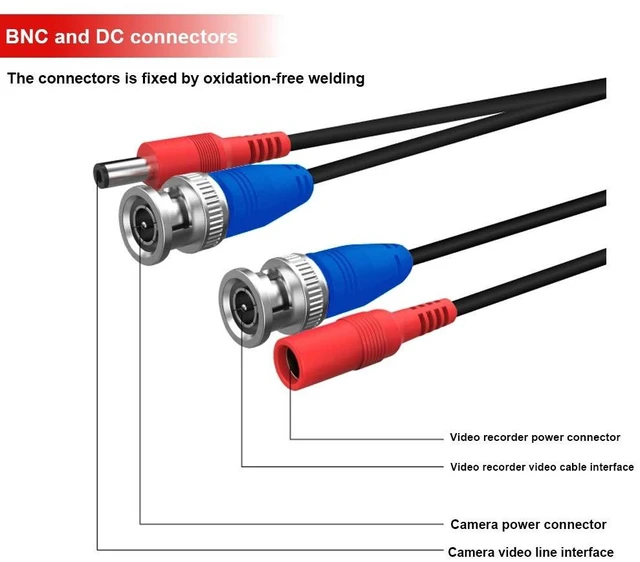 Alt view image 4 of 5 - Tainston 2 Pack 150 Feet BNC Video Power Cable,BNC Extension Wire Video Security Camera Wire with Connectors for CCTV Camera DVR Surveillance System