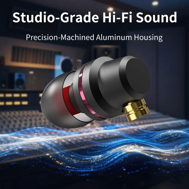 Alt view image 2 of 5 - GUAEIMO G4M3D2G HiFi IEMs, Wired in-Ear Monitors with Detachable MMCX Cable, Professional Audiophile Earbuds, Aluminum Shell & 4-Strand Silver-Plated Cable, 3.5mm No Mic Metallic Blac