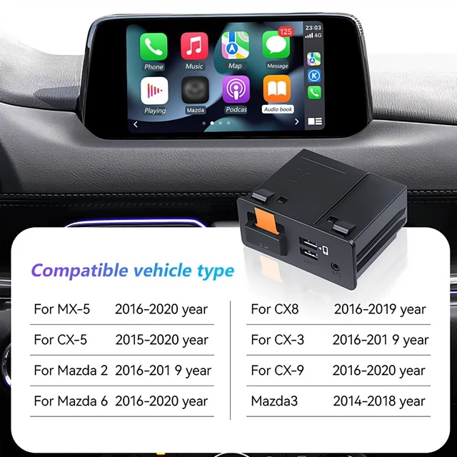 Alt view image 2 of 5 - Mazda CarPlay and Android Auto Retrofit Kit, TK78-66-9U0C USB Hub Adapter for MZD Connect System, Compatible with Mazda3 2014-2018, CX-5 2015-2020, Mazda 2/6, CX-3/CX-8 2016-2019, CX-9/MX-5 2016-2020