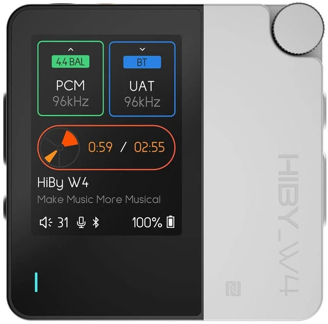 Main image of HiBy Music W4 Bluetooth DAC Amp, BT5.4 NFC, LDAC/aptX Lossless, 475mW High Power, Dual CS43198 DSD512, 2" Touchscreen, 3.5mm SE+4.4mm BAL Output, Hi-Fi Sound