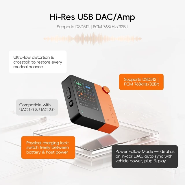Alt view image 5 of 5 - HiBy Music W4 Bluetooth DAC Amp, BT5.4 NFC, LDAC/aptX Lossless, 475mW High Power, Dual CS43198 DSD512, 2" Touchscreen, 3.5mm SE+4.4mm BAL Output, Hi-Fi Sound
